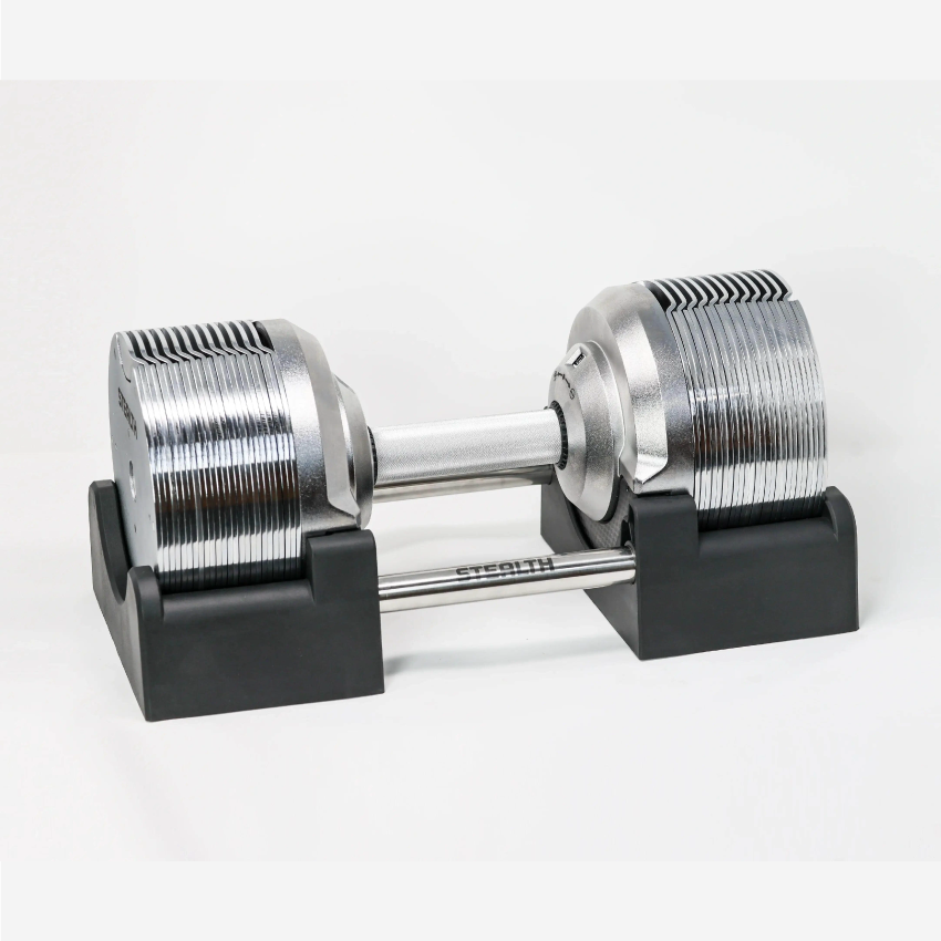 41.5kg Stealth Premium Adjustable Dumbbells - Chrome Edition (Pair)