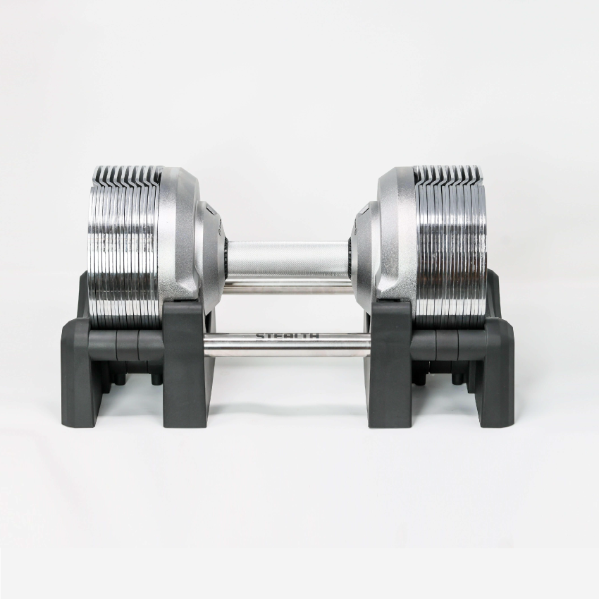 41.5kg Stealth Premium Adjustable Dumbbells - Chrome Edition (Pair)