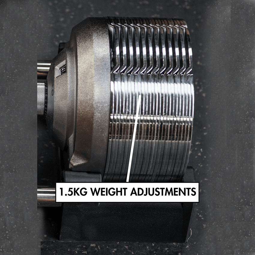41.5kg Stealth Premium Adjustable Dumbbells - Chrome Edition (Pair)