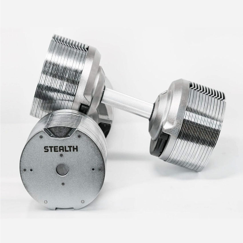 41.5kg Stealth Premium Adjustable Dumbbells - Chrome Edition (Pair)