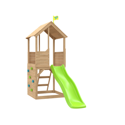 Treehouse Wooden Play Tower, with Wavy Slide & Climbing Wall - FSC® certified